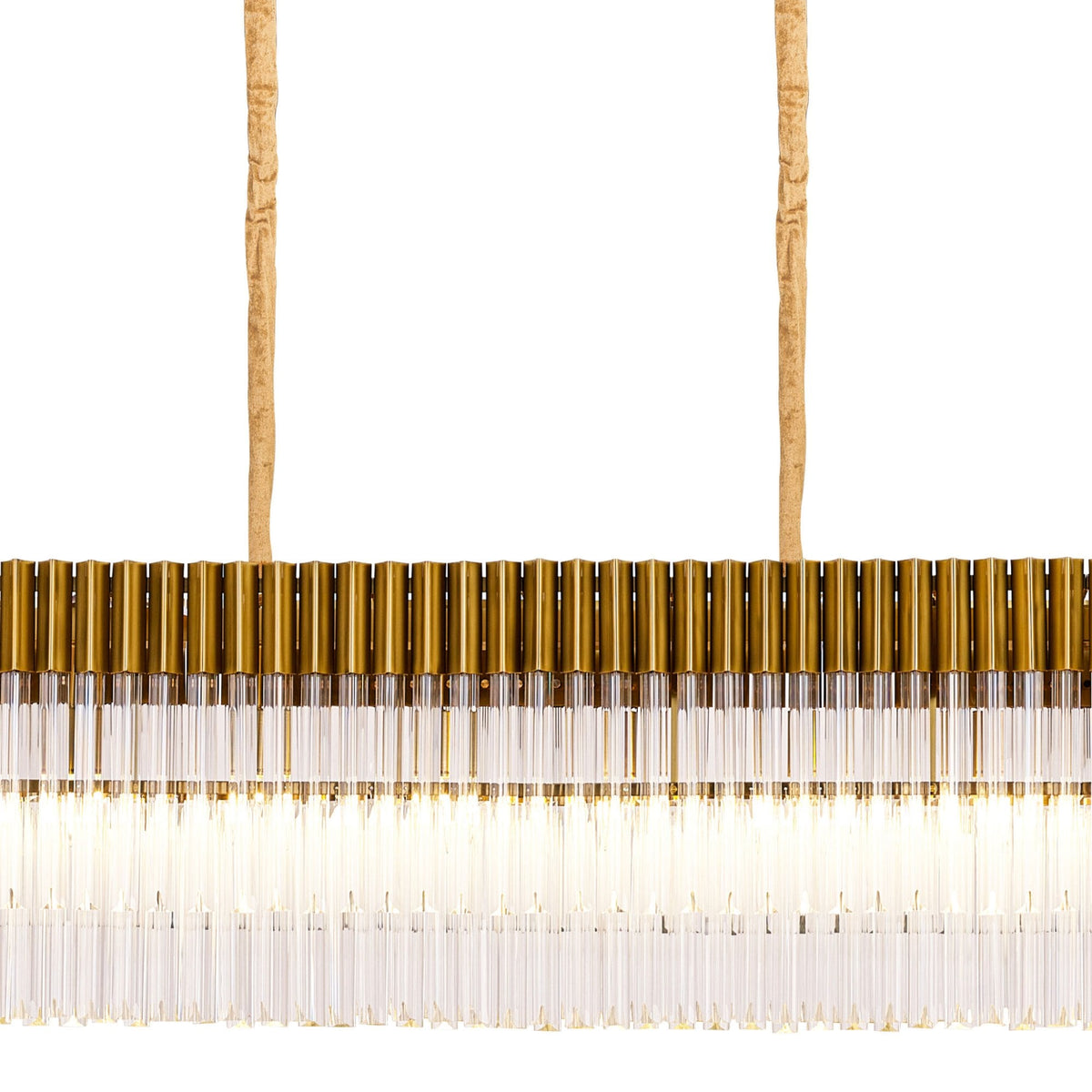 Kentisbeare 3000mm Linear Chandelier in Brass & Clear Glass