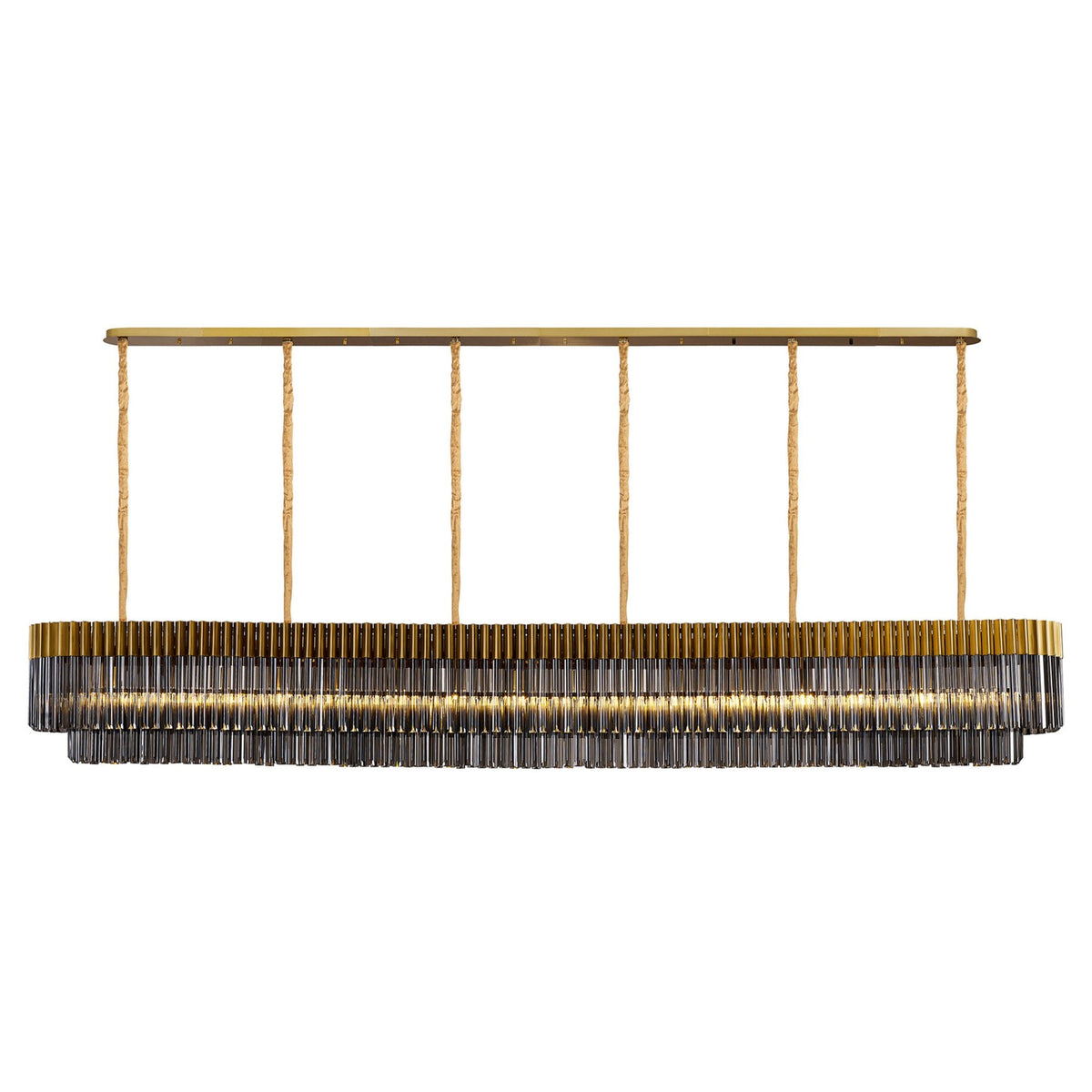 Kentisbeare 3000mm Linear Chandelier in Brass & Smoked Glass