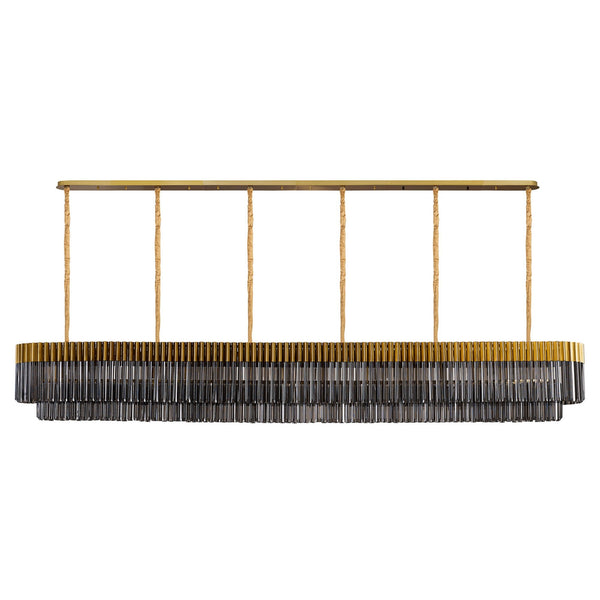 Kentisbeare 3000mm Linear Chandelier in Brass & Smoked Glass