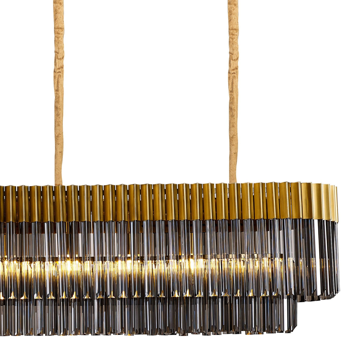 Kentisbeare 3000mm Linear Chandelier in Brass & Smoked Glass