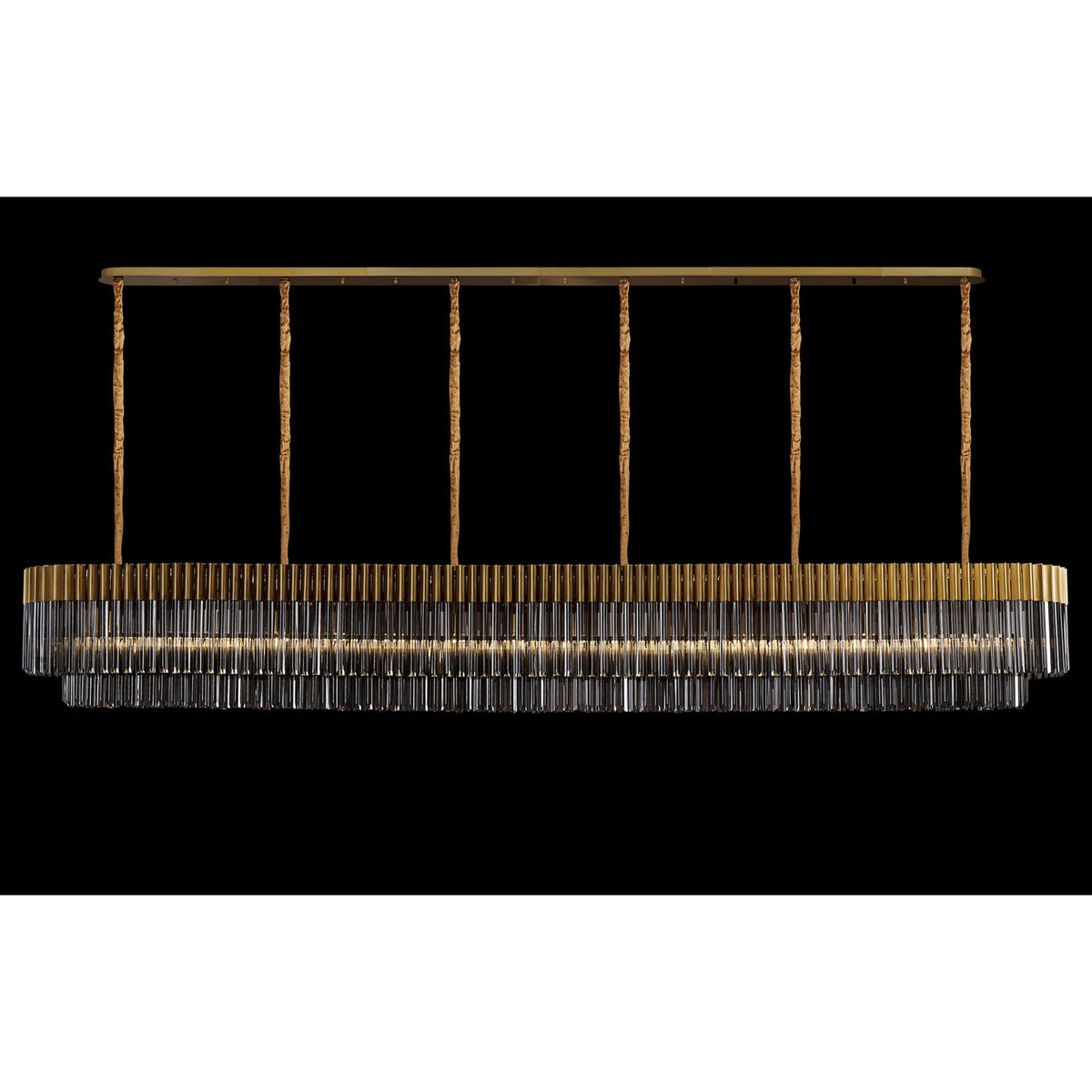 Kentisbeare 3000mm Linear Chandelier in Brass & Smoked Glass