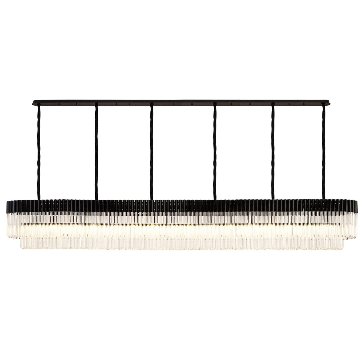 Kentisbeare 3000mm Linear Chandelier in Matt Black & Clear Glass