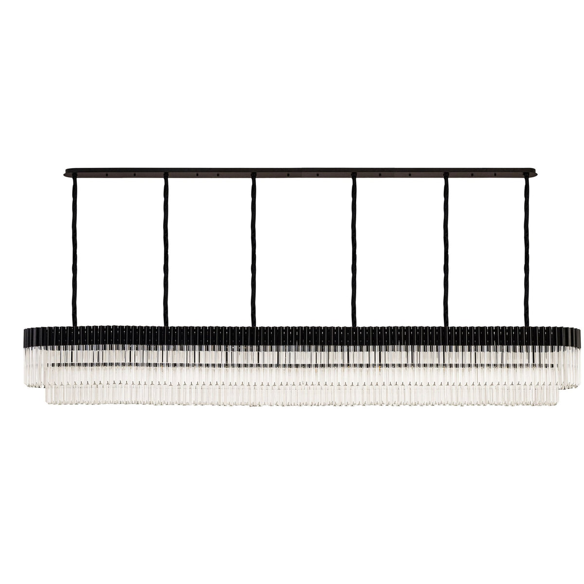 Kentisbeare 3000mm Linear Chandelier in Matt Black & Clear Glass