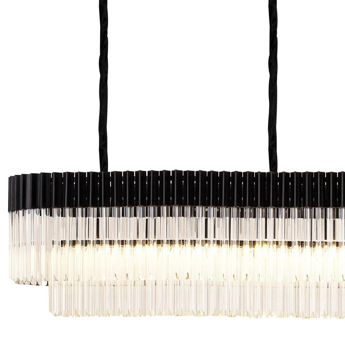 Kentisbeare 3000mm Linear Chandelier in Matt Black & Clear Glass