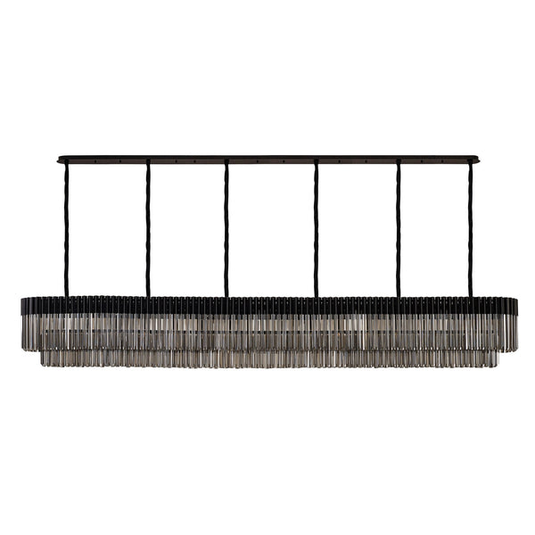 Kentisbeare 3000mm Linear Chandelier in Matt Black & Smoked Glass