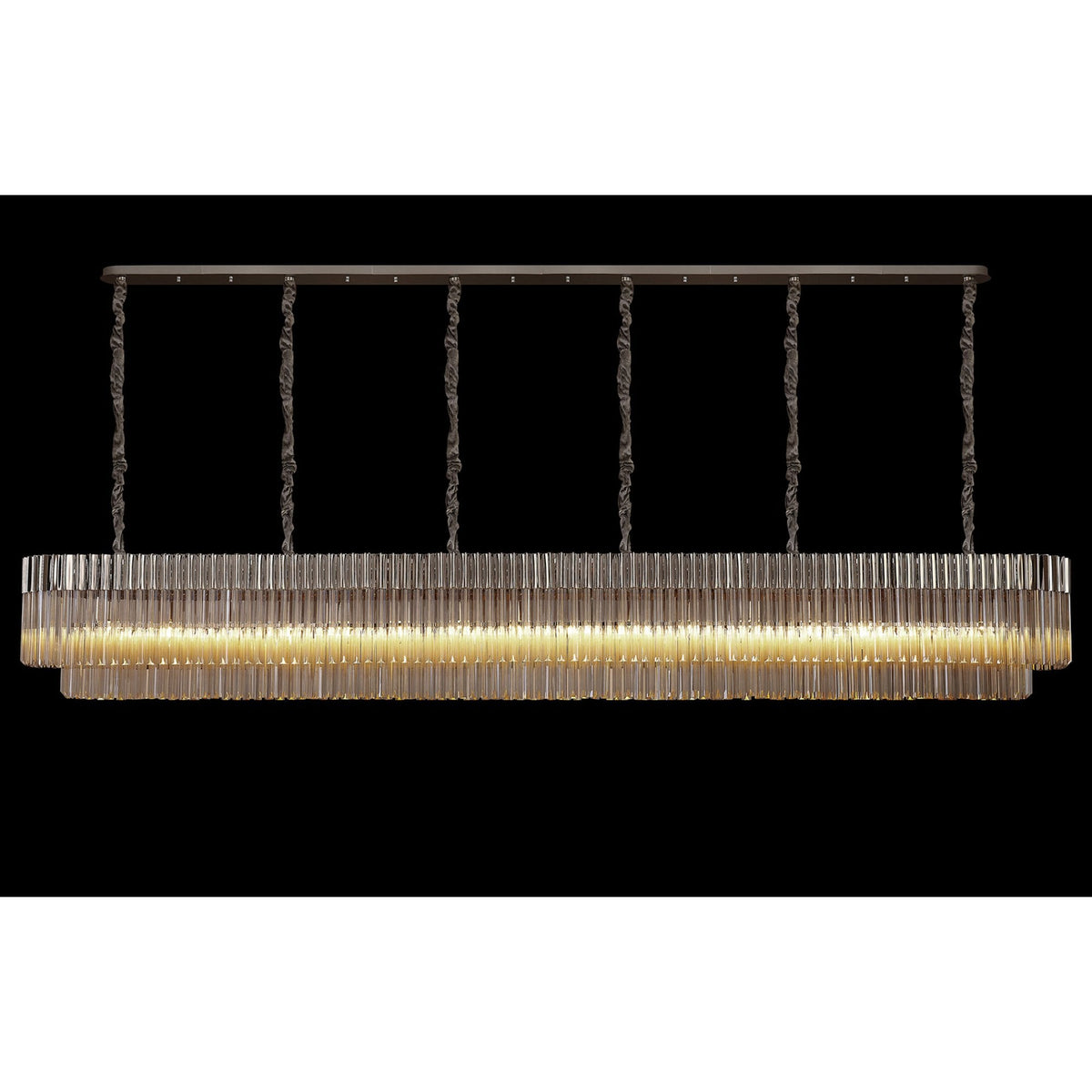 Kentisbeare 3000mm Linear Chandelier in Polished Nickel & Cognac Glass