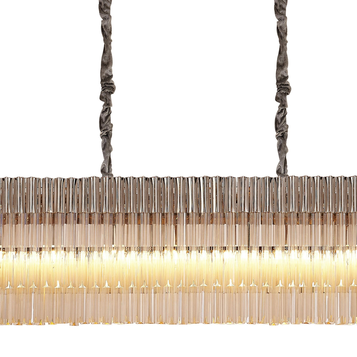 Kentisbeare 3000mm Linear Chandelier in Polished Nickel & Cognac Glass