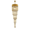 Kentisbeare 500mm 5 Tier 18 Lamp Chandelier in Brass & Cognac Glass