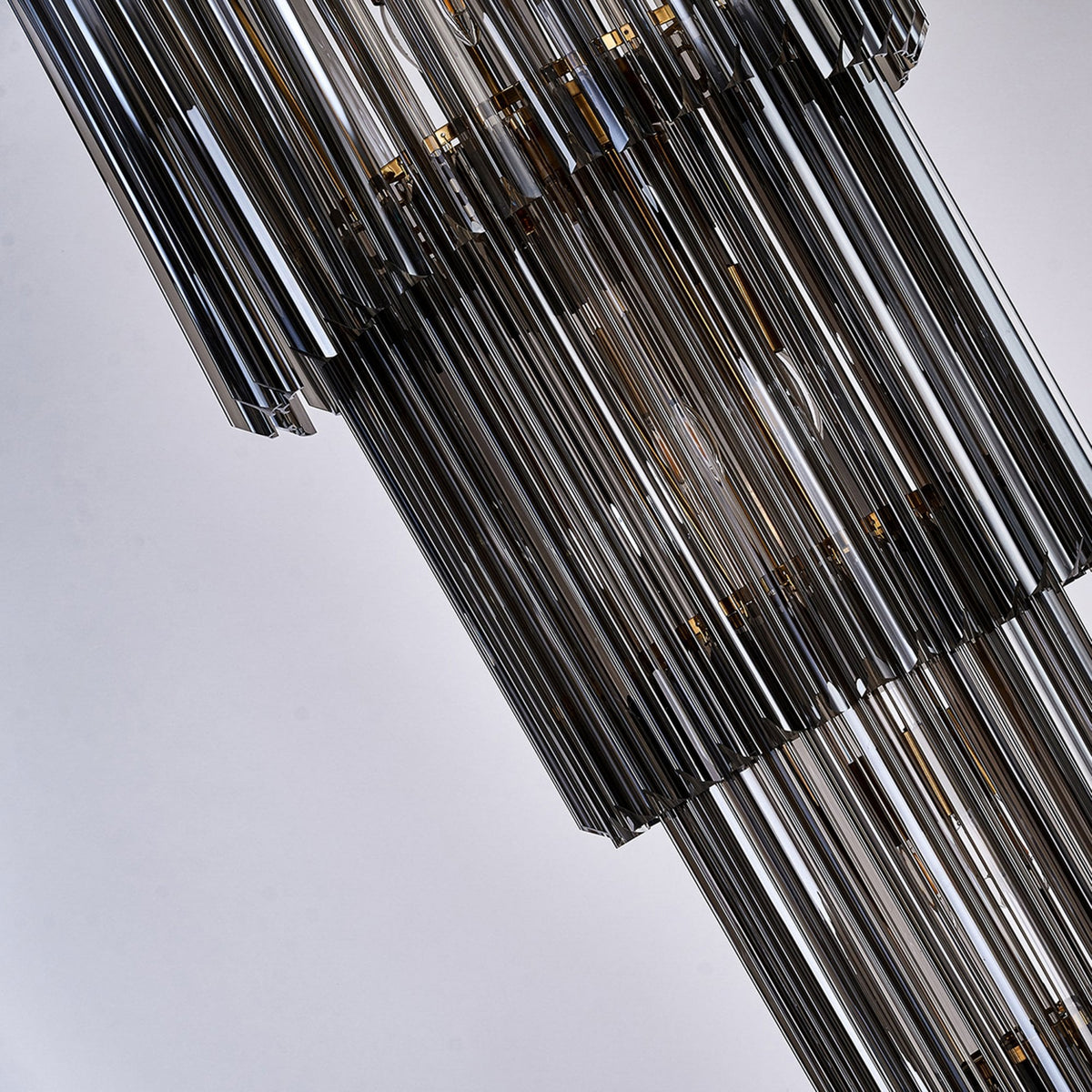 Kentisbeare 500mm 5 Tier 18 Lamp Chandelier in Brass & Smoked Glass