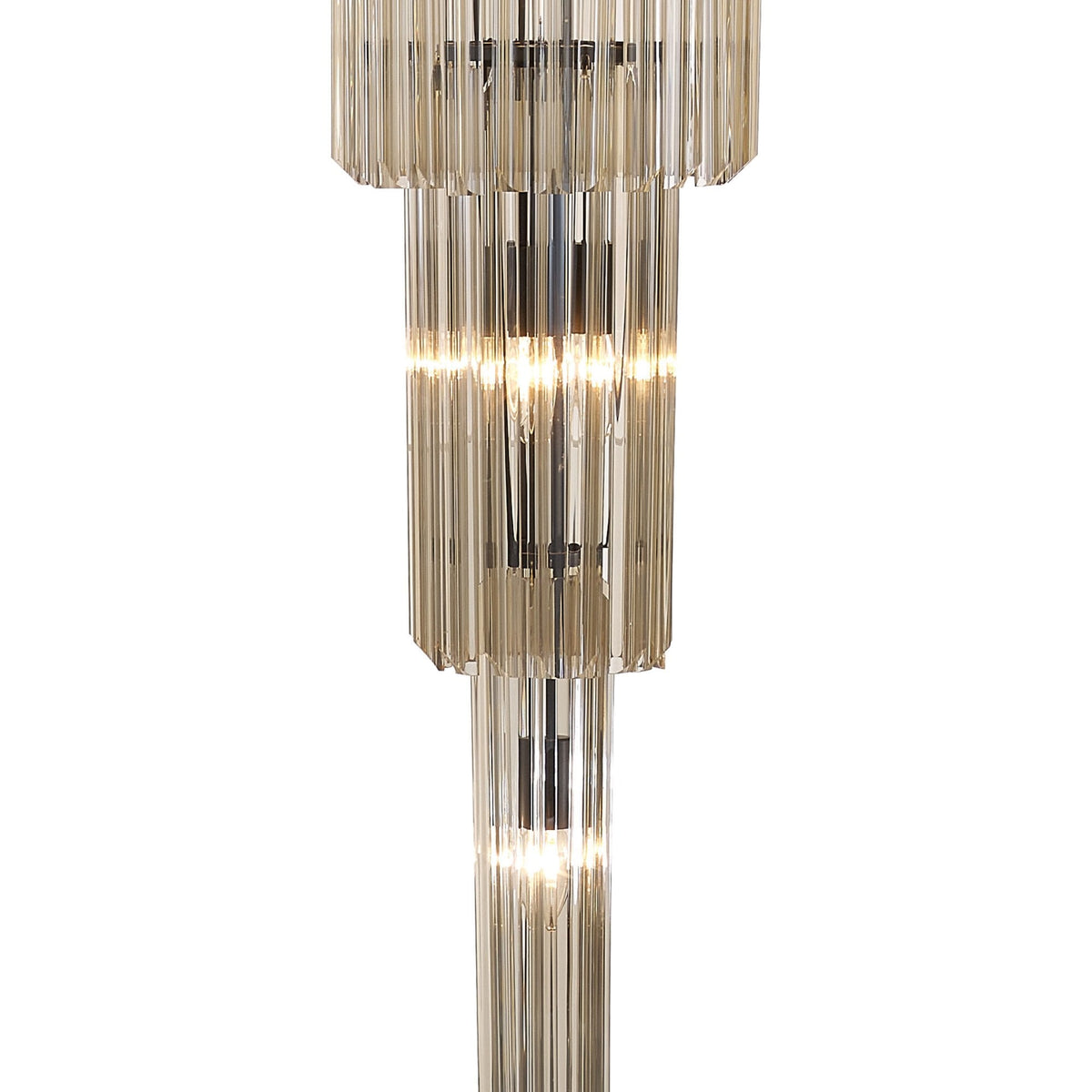 Kentisbeare 500mm 5 Tier 18 Lamp Chandelier in Matt Black & Cognac Glass