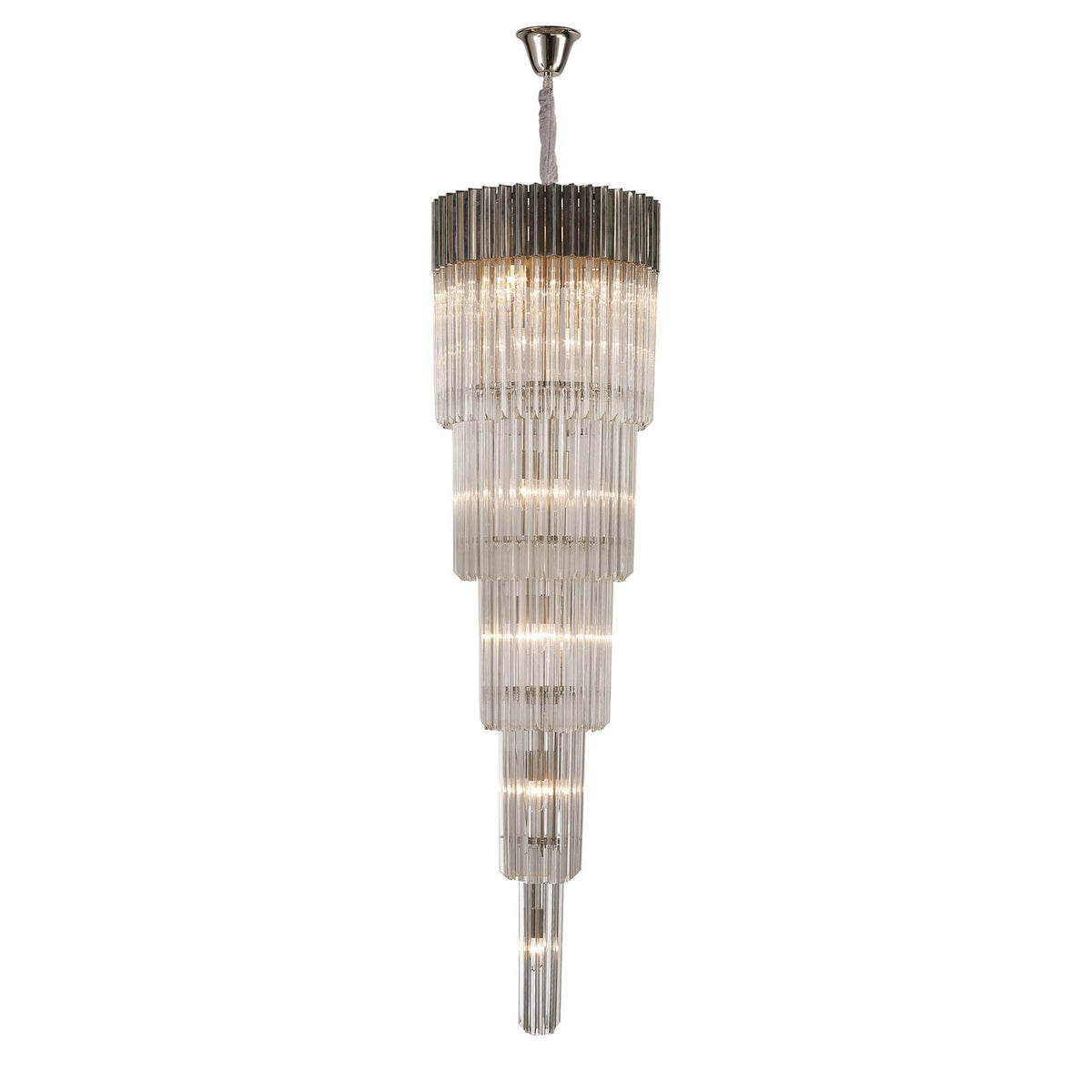Kentisbeare 500mm 5 Tier 18 Lamp Chandelier in Polished Nickel & Clear Glass