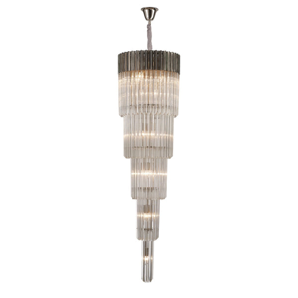 Kentisbeare 500mm 5 Tier 18 Lamp Chandelier in Polished Nickel & Clear Glass