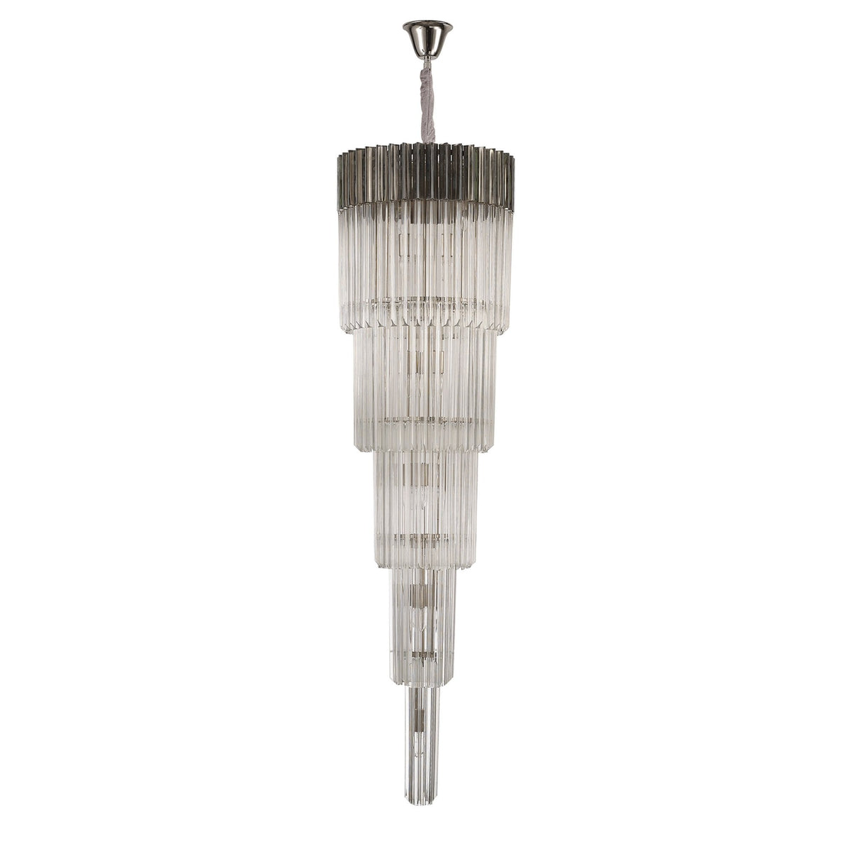 Kentisbeare 500mm 5 Tier 18 Lamp Chandelier in Polished Nickel & Clear Glass