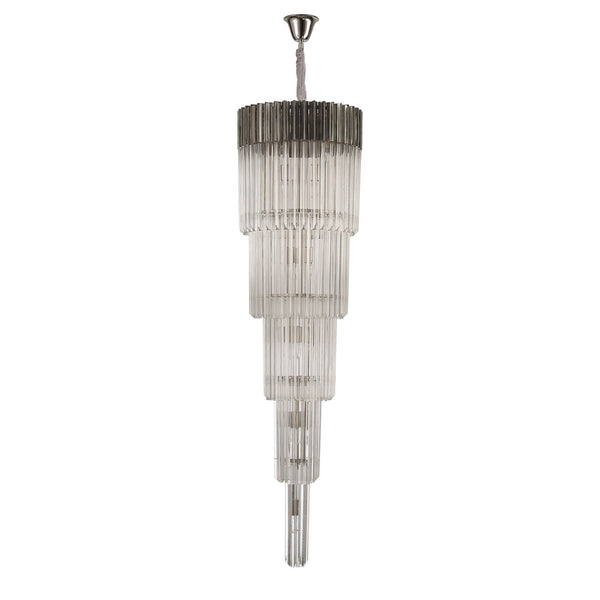 Kentisbeare 500mm 5 Tier 18 Lamp Chandelier in Polished Nickel & Clear Glass