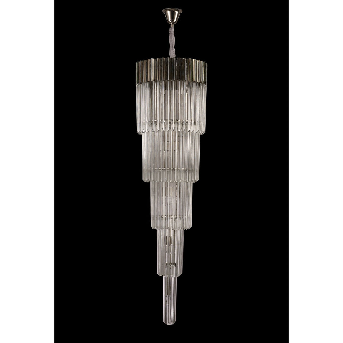 Kentisbeare 500mm 5 Tier 18 Lamp Chandelier in Polished Nickel & Clear Glass