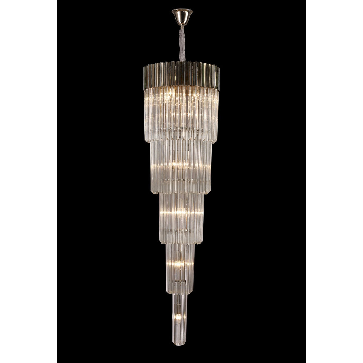 Kentisbeare 500mm 5 Tier 18 Lamp Chandelier in Polished Nickel & Clear Glass