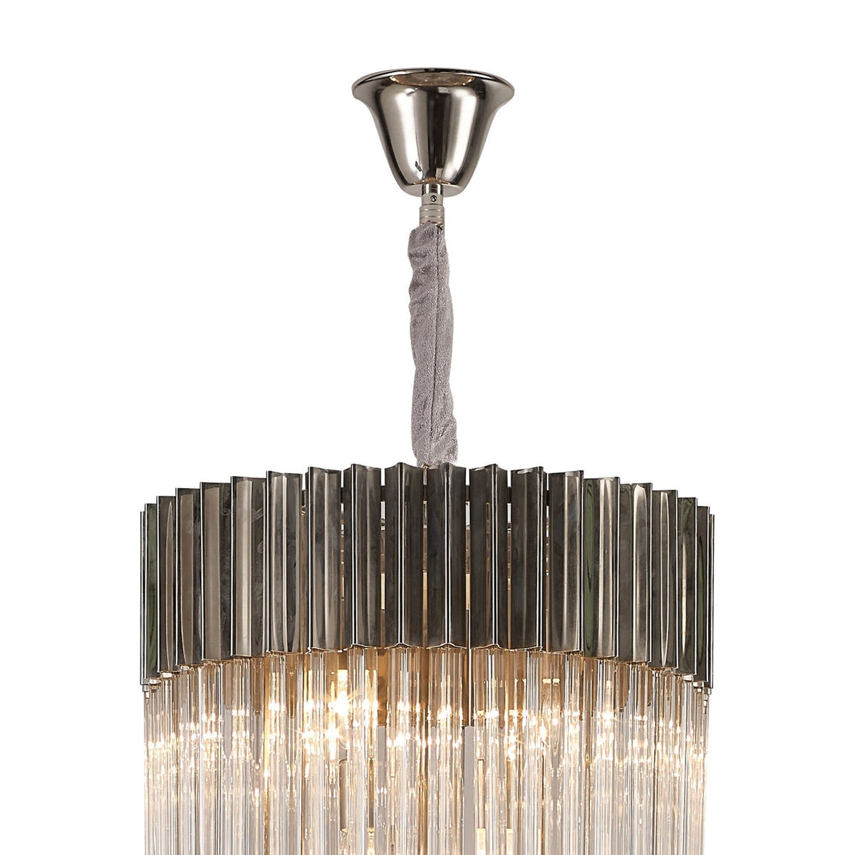 Kentisbeare 500mm 5 Tier 18 Lamp Chandelier in Polished Nickel & Clear Glass