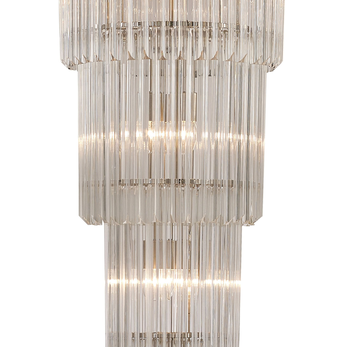 Kentisbeare 500mm 5 Tier 18 Lamp Chandelier in Polished Nickel & Clear Glass