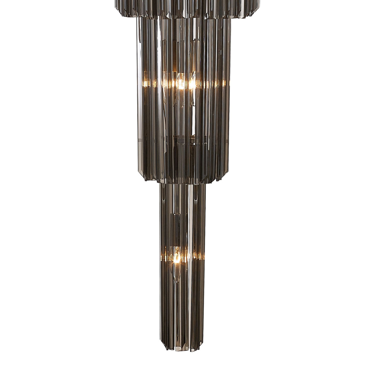 Kentisbeare 500mm 5 Tier 18 Lamp Chandelier in Polished Nickel & Smoked Glass