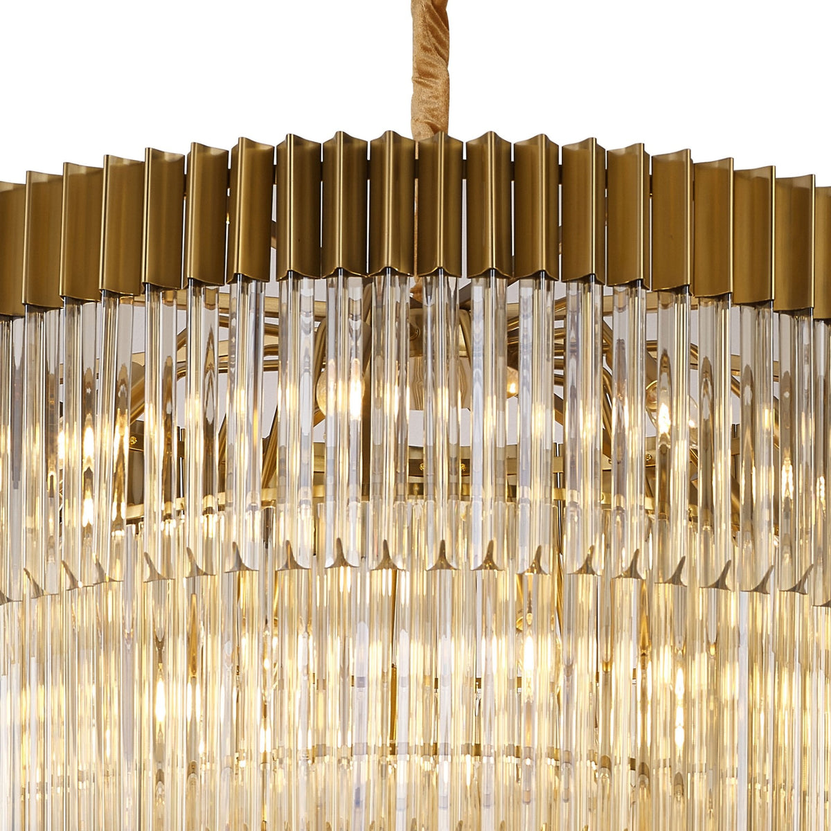 Kentisbeare 960mm 5 Tier 23 Lamp Chandelier in Brass & Cognac Glass