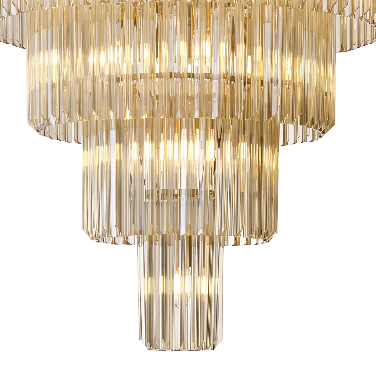 Kentisbeare 960mm 5 Tier 23 Lamp Chandelier in Brass & Cognac Glass