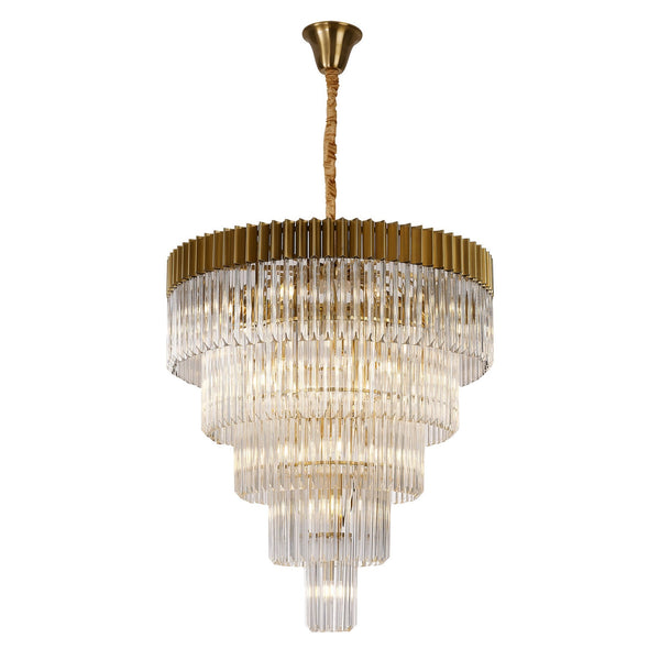 Kentisbeare 960mm 5 Tier 23 Lamp Chandelier in Brass & Clear Glass
