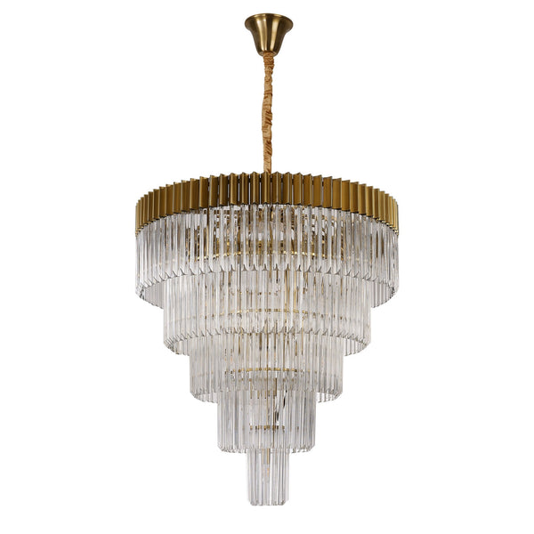 Kentisbeare 960mm 5 Tier 23 Lamp Chandelier in Brass & Clear Glass