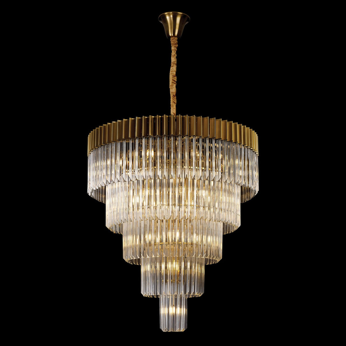 Kentisbeare 960mm 5 Tier 23 Lamp Chandelier in Brass & Clear Glass