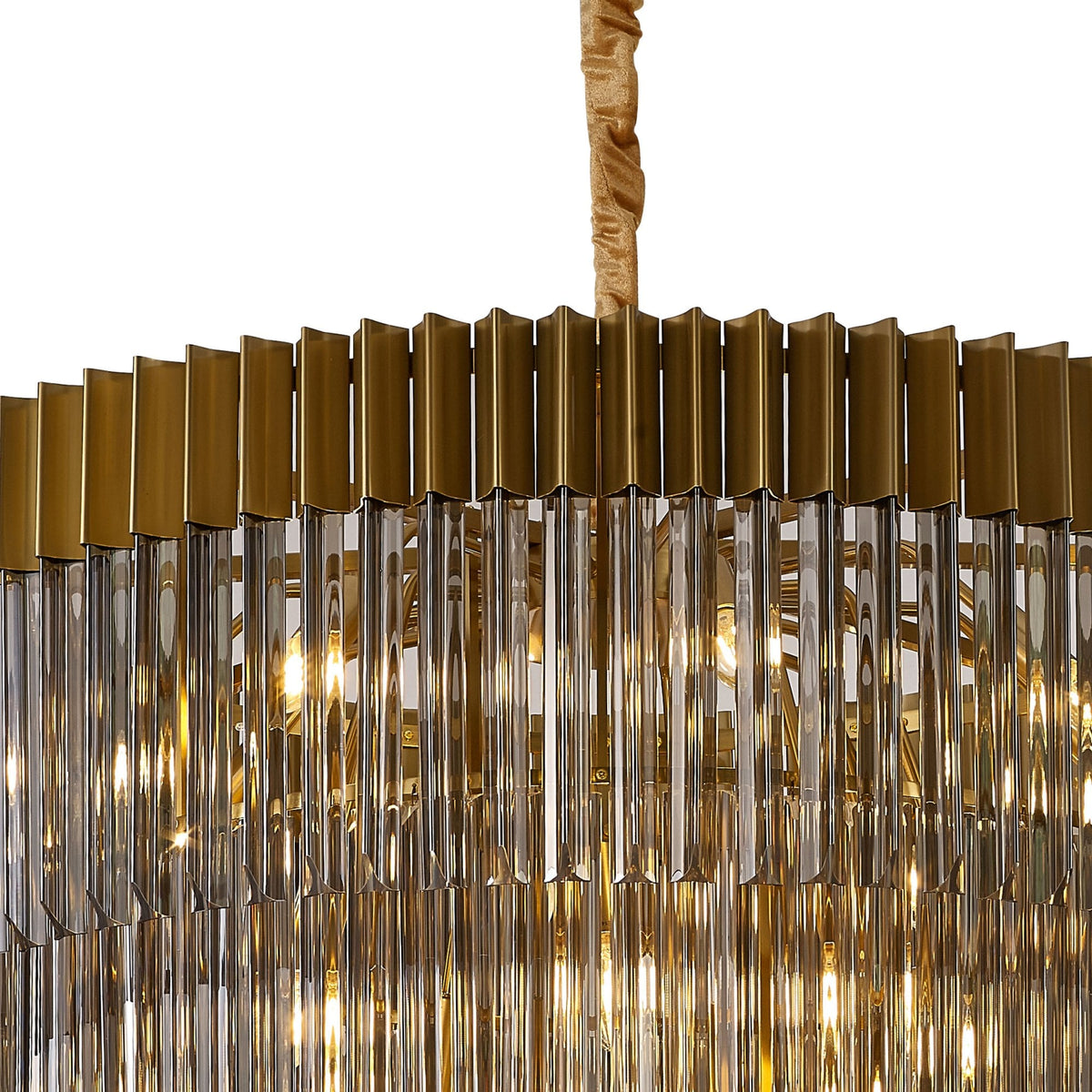 Kentisbeare 960mm 5 Tier 23 Lamp Chandelier in Brass & Smoked Glass