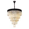 Kentisbeare 960mm 5 Tier 23 Lamp Chandelier in Matt Black & Cognac Glass