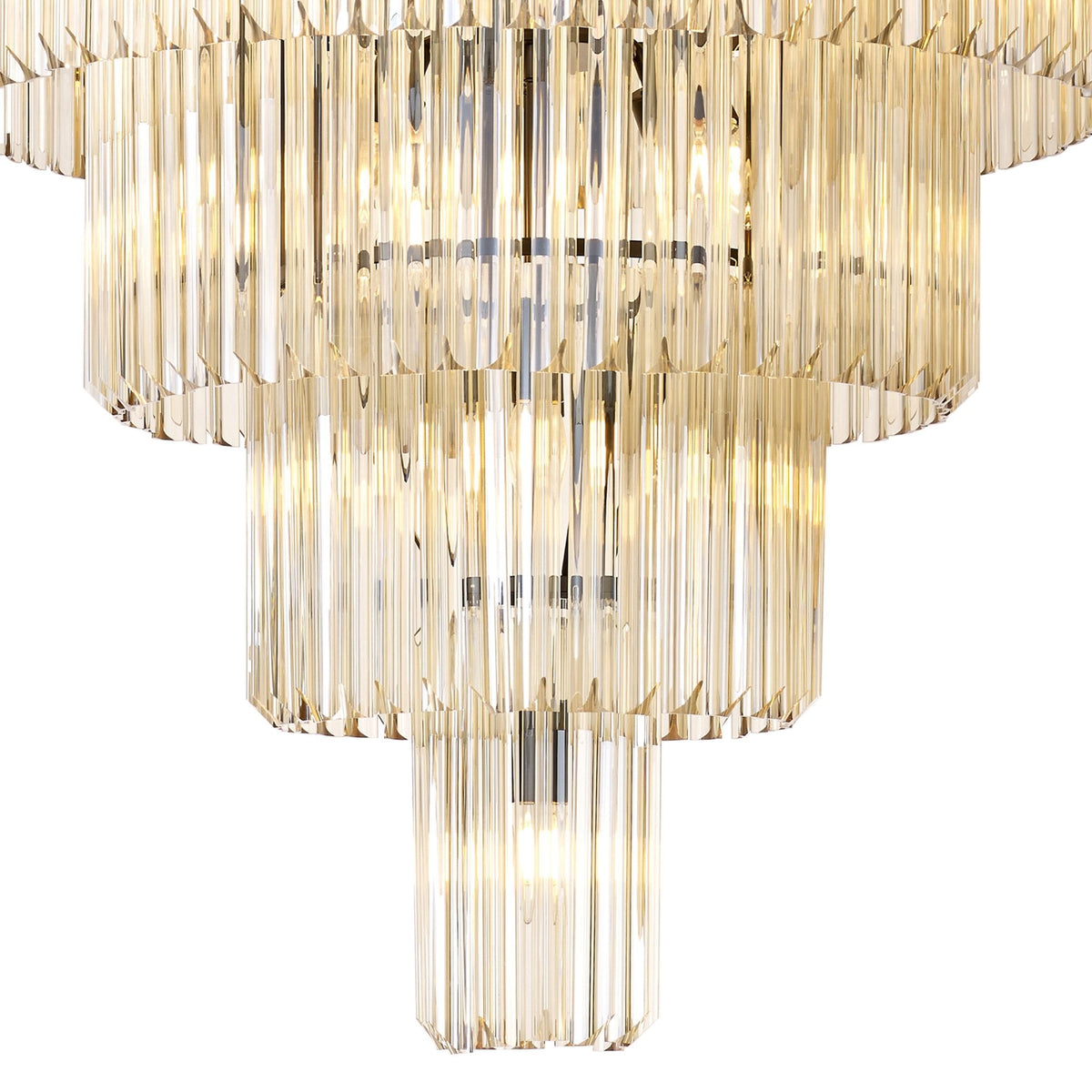 Kentisbeare 960mm 5 Tier 23 Lamp Chandelier in Matt Black & Cognac Glass