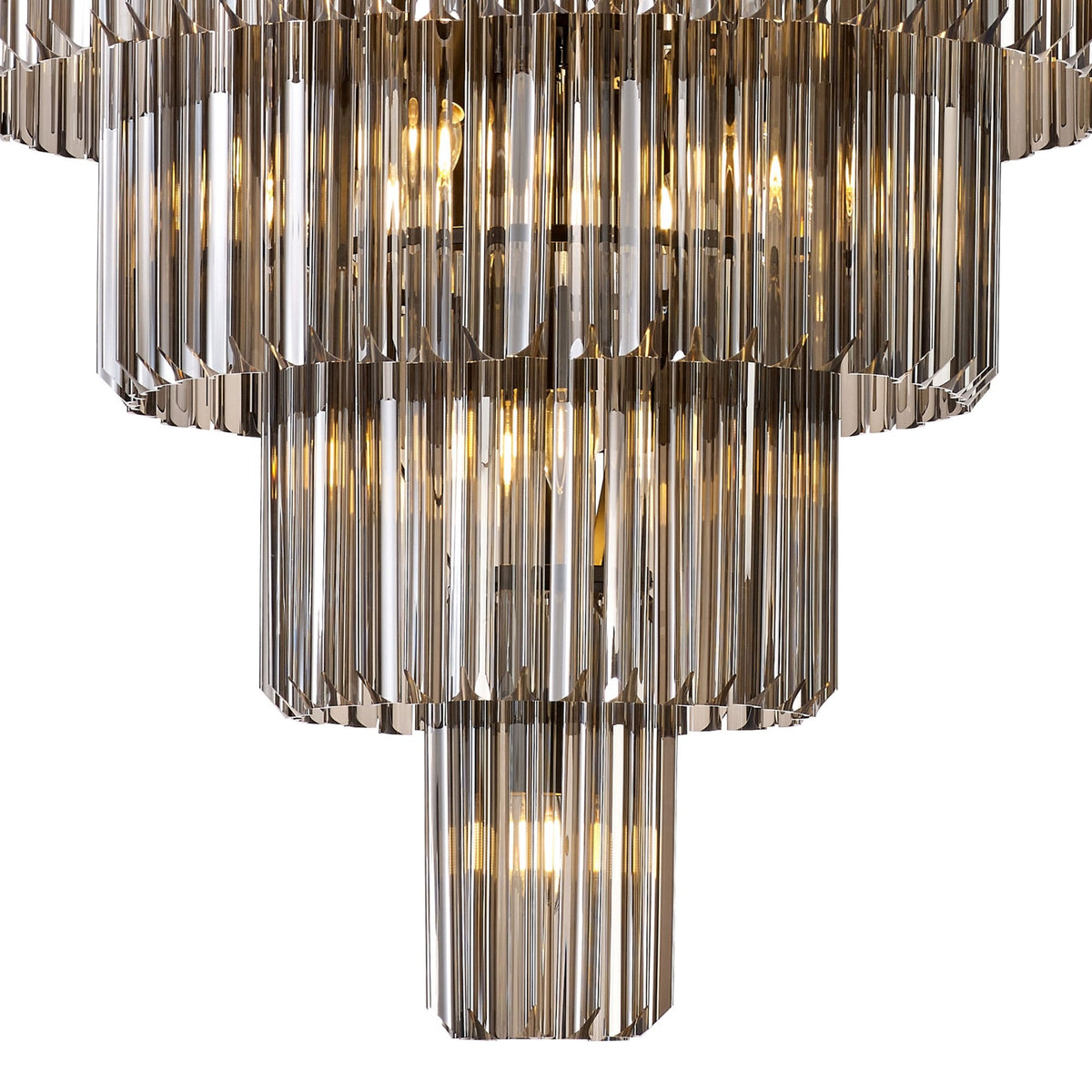 Kentisbeare 960mm 5 Tier 23 Lamp Chandelier in Matt Black & Smoked Glass