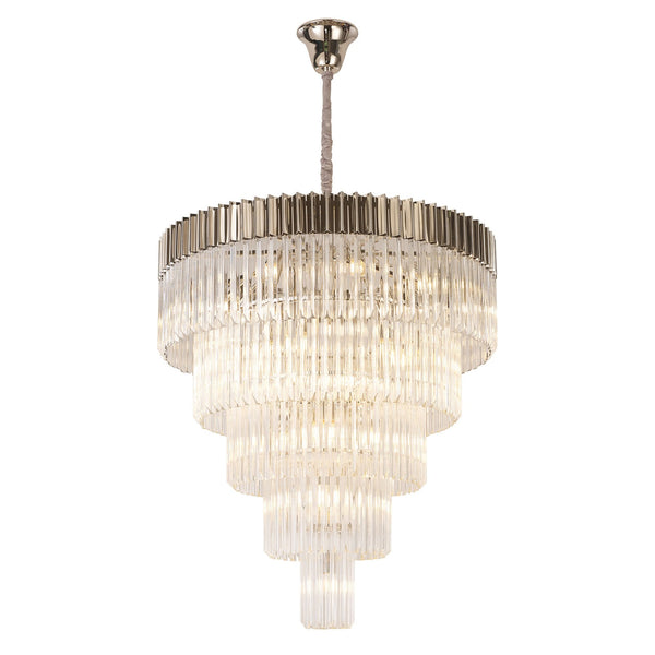 Kentisbeare 960mm 5 Tier 23 Lamp Chandelier in Polished Nickel & Clear Glass
