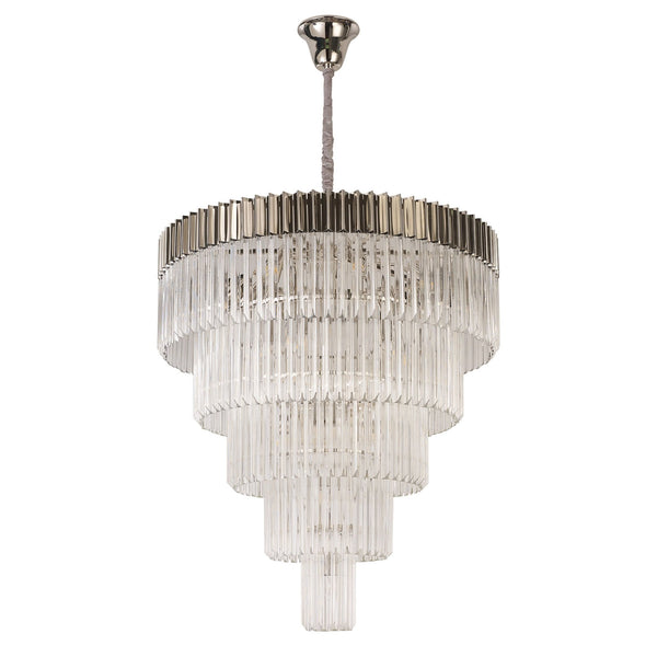 Kentisbeare 960mm 5 Tier 23 Lamp Chandelier in Polished Nickel & Clear Glass