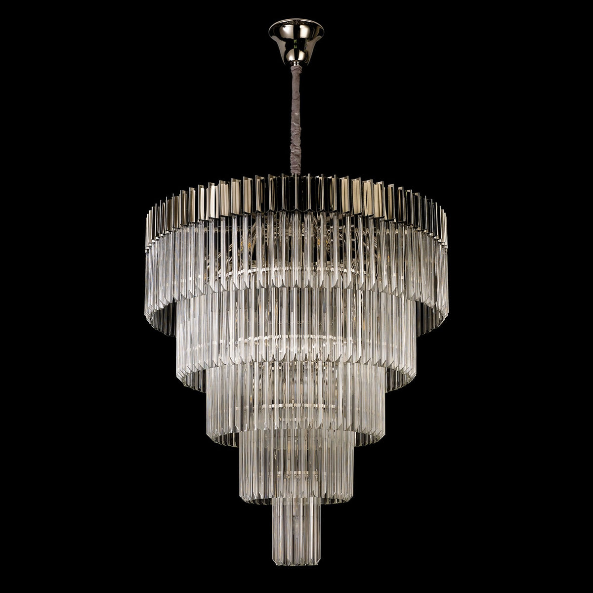 Kentisbeare 960mm 5 Tier 23 Lamp Chandelier in Polished Nickel & Clear Glass