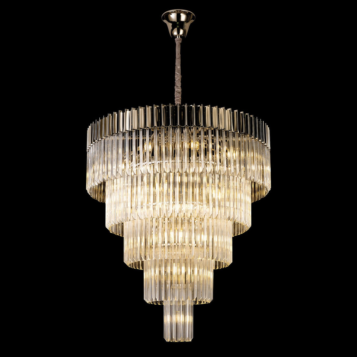 Kentisbeare 960mm 5 Tier 23 Lamp Chandelier in Polished Nickel & Clear Glass