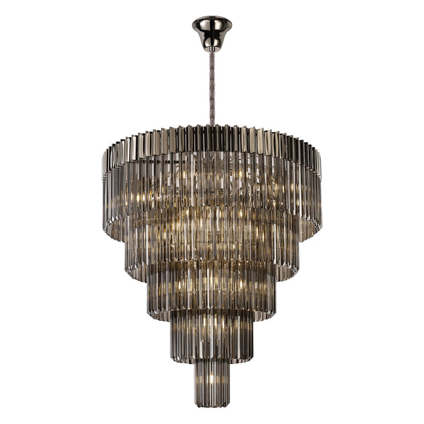 Kentisbeare 960mm 5 Tier 23 Lamp Chandelier in Polished Nickel & Smoked Glass