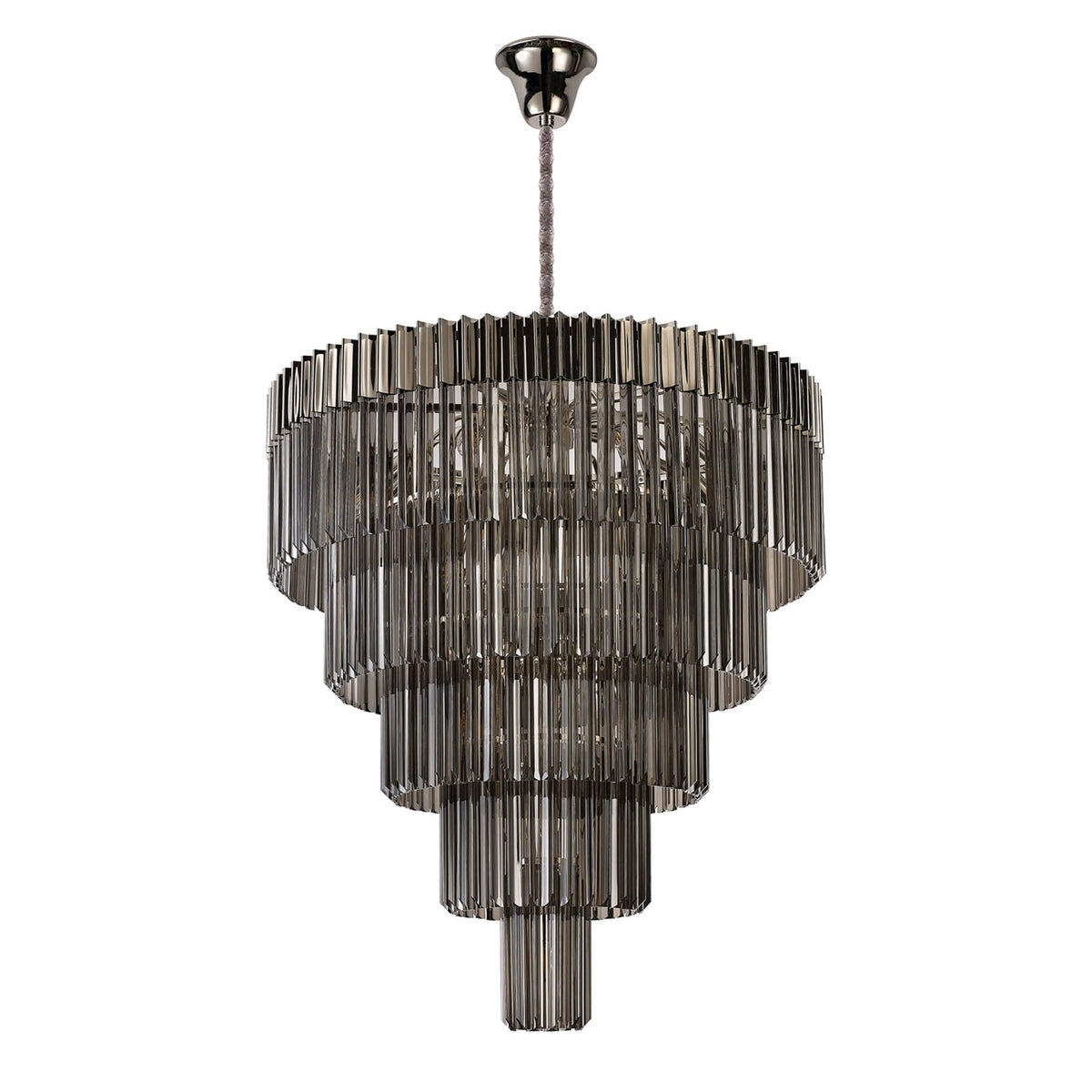 Kentisbeare 960mm 5 Tier 23 Lamp Chandelier in Polished Nickel & Smoked Glass