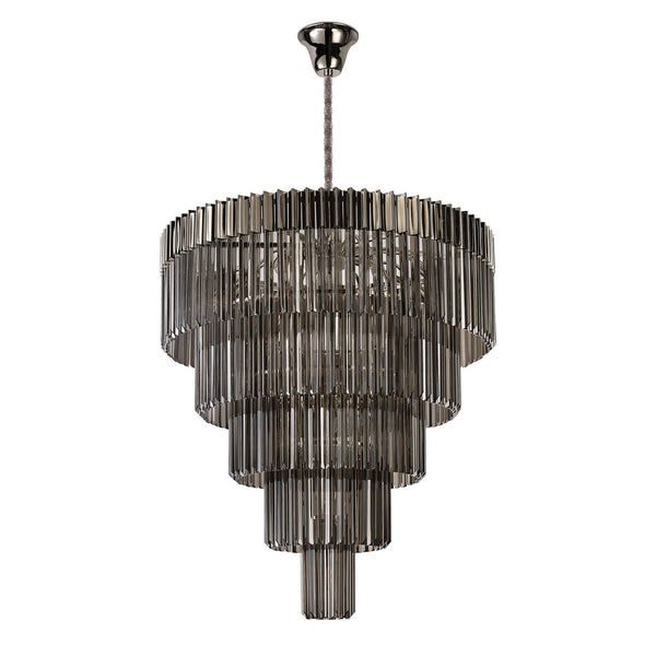 Kentisbeare 960mm 5 Tier 23 Lamp Chandelier in Polished Nickel & Smoked Glass