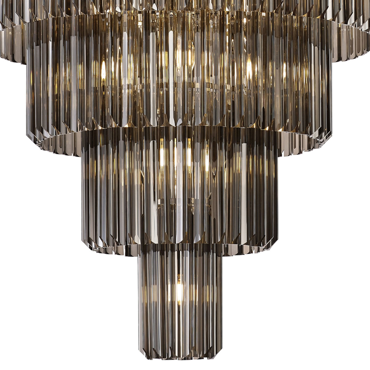 Kentisbeare 960mm 5 Tier 23 Lamp Chandelier in Polished Nickel & Smoked Glass
