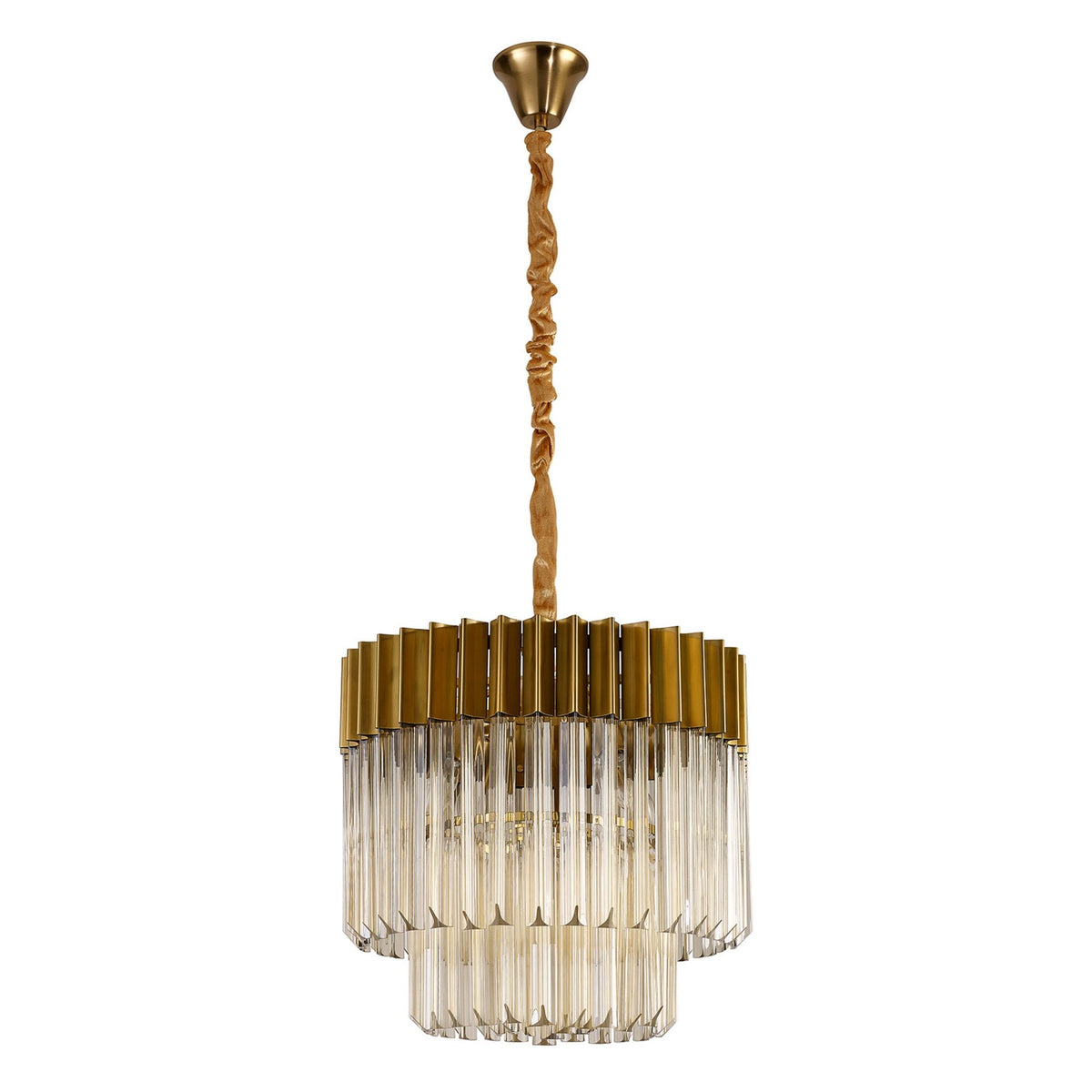 Kentisbeare 450mm Pendant Chandelier in Brass & Cognac Glass