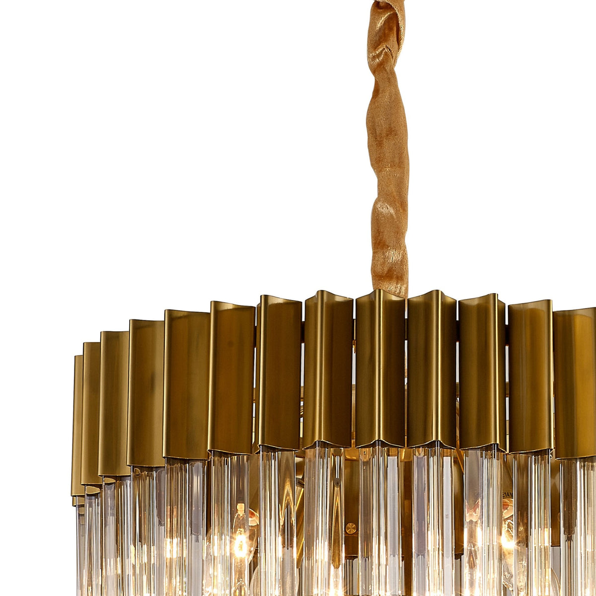 Kentisbeare 450mm Pendant Chandelier in Brass & Cognac Glass