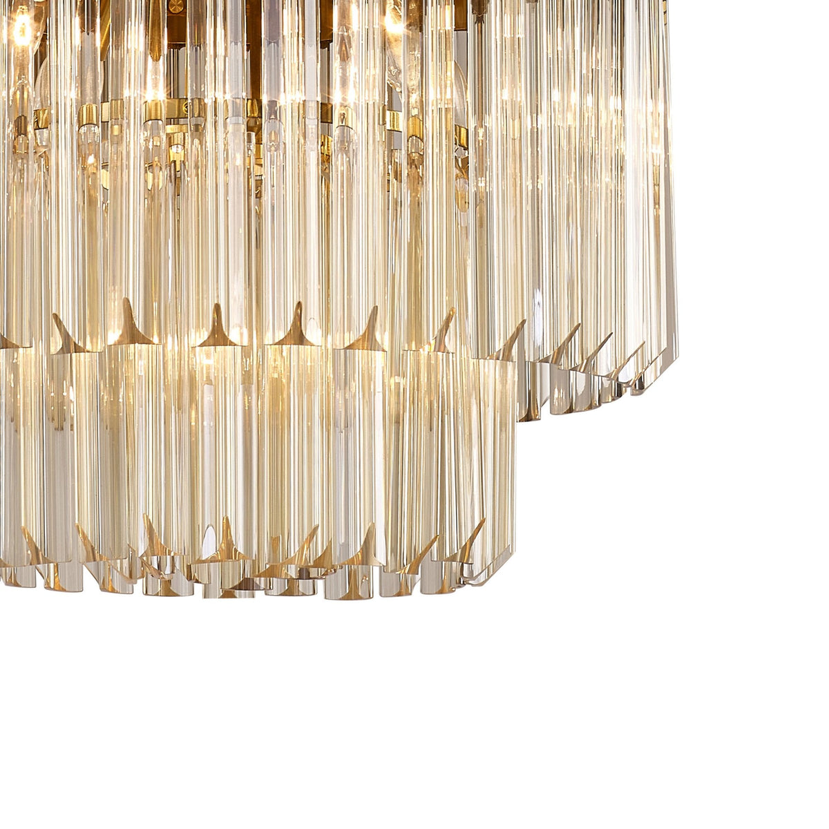 Kentisbeare 450mm Pendant Chandelier in Brass & Cognac Glass