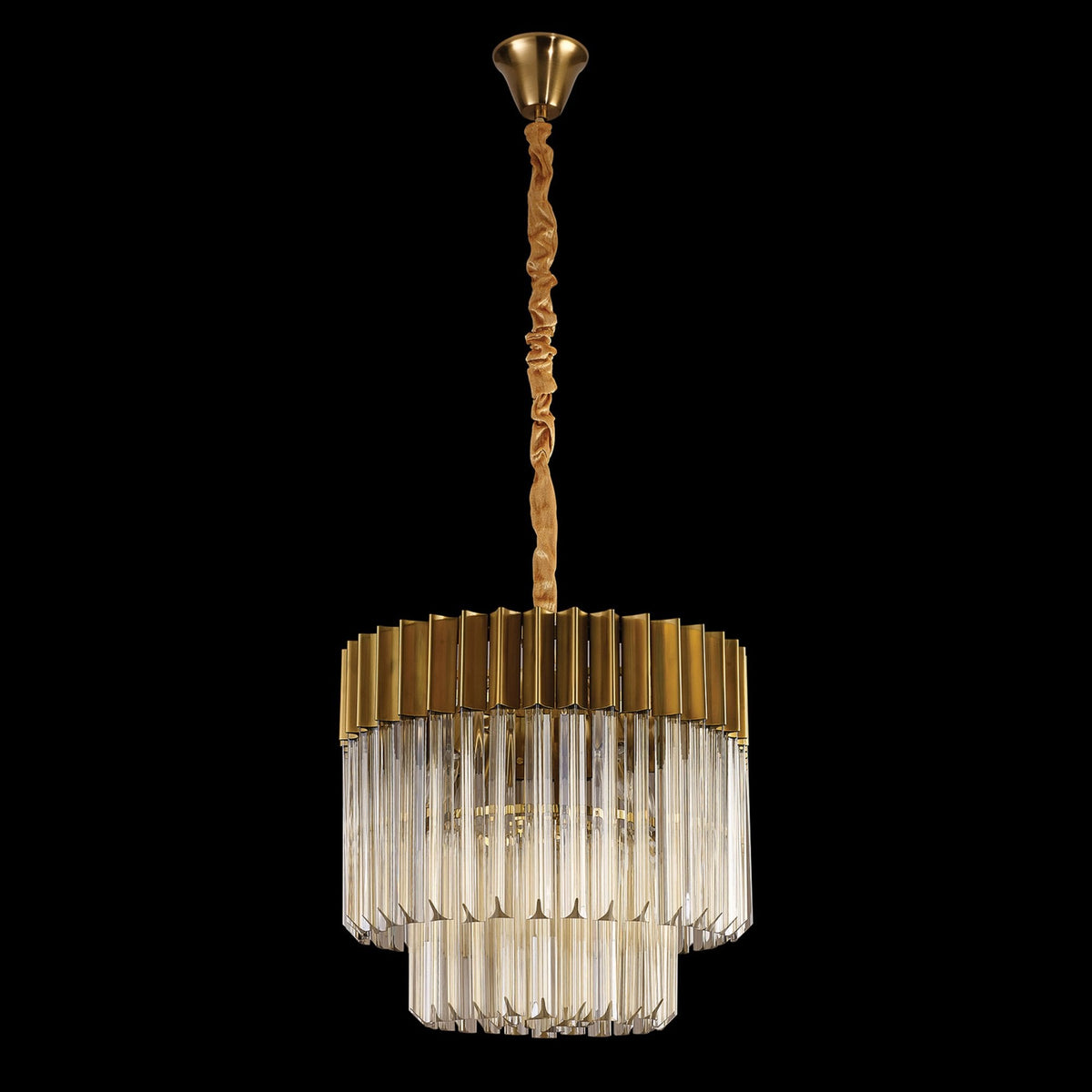 Kentisbeare 450mm Pendant Chandelier in Brass & Cognac Glass