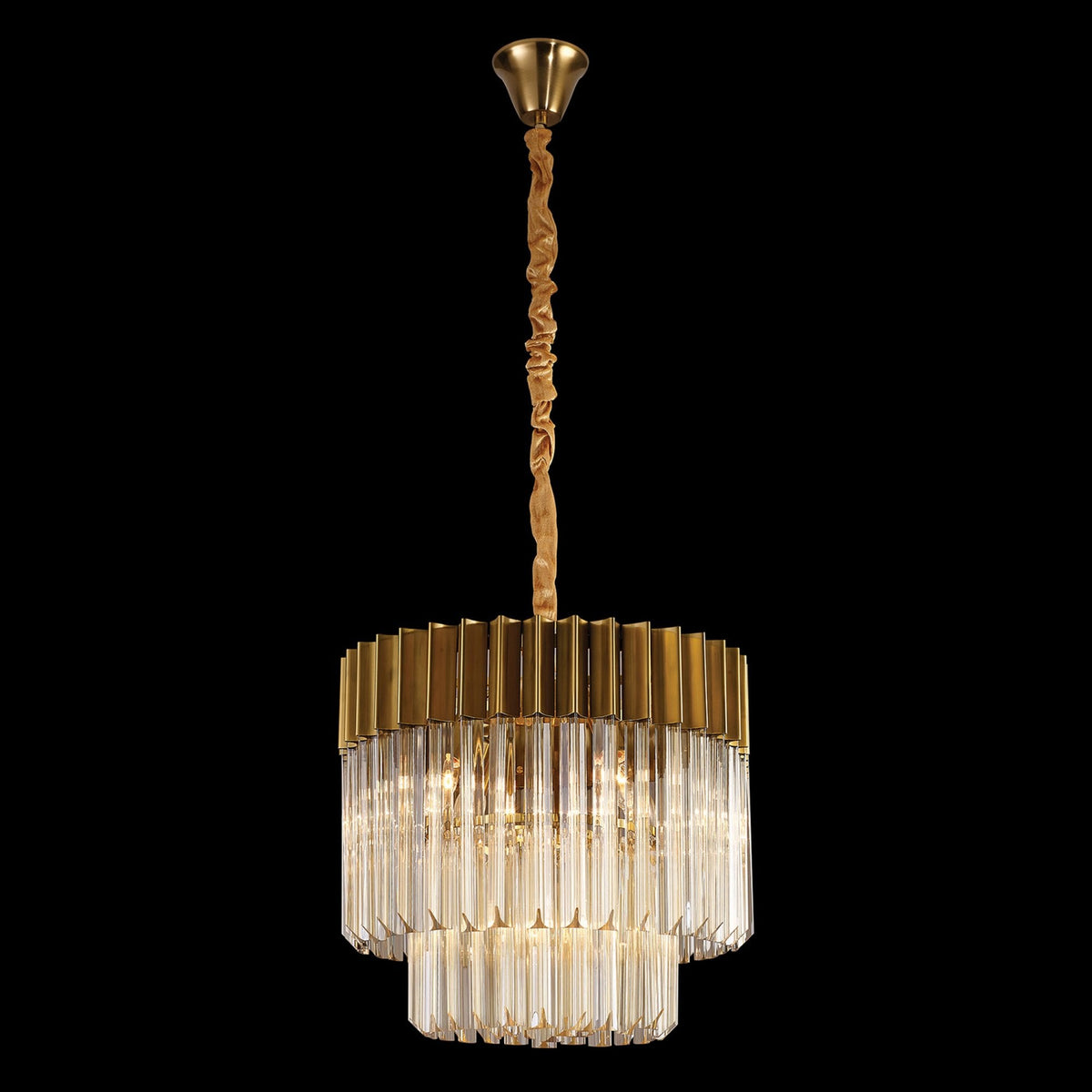 Kentisbeare 450mm Pendant Chandelier in Brass & Cognac Glass