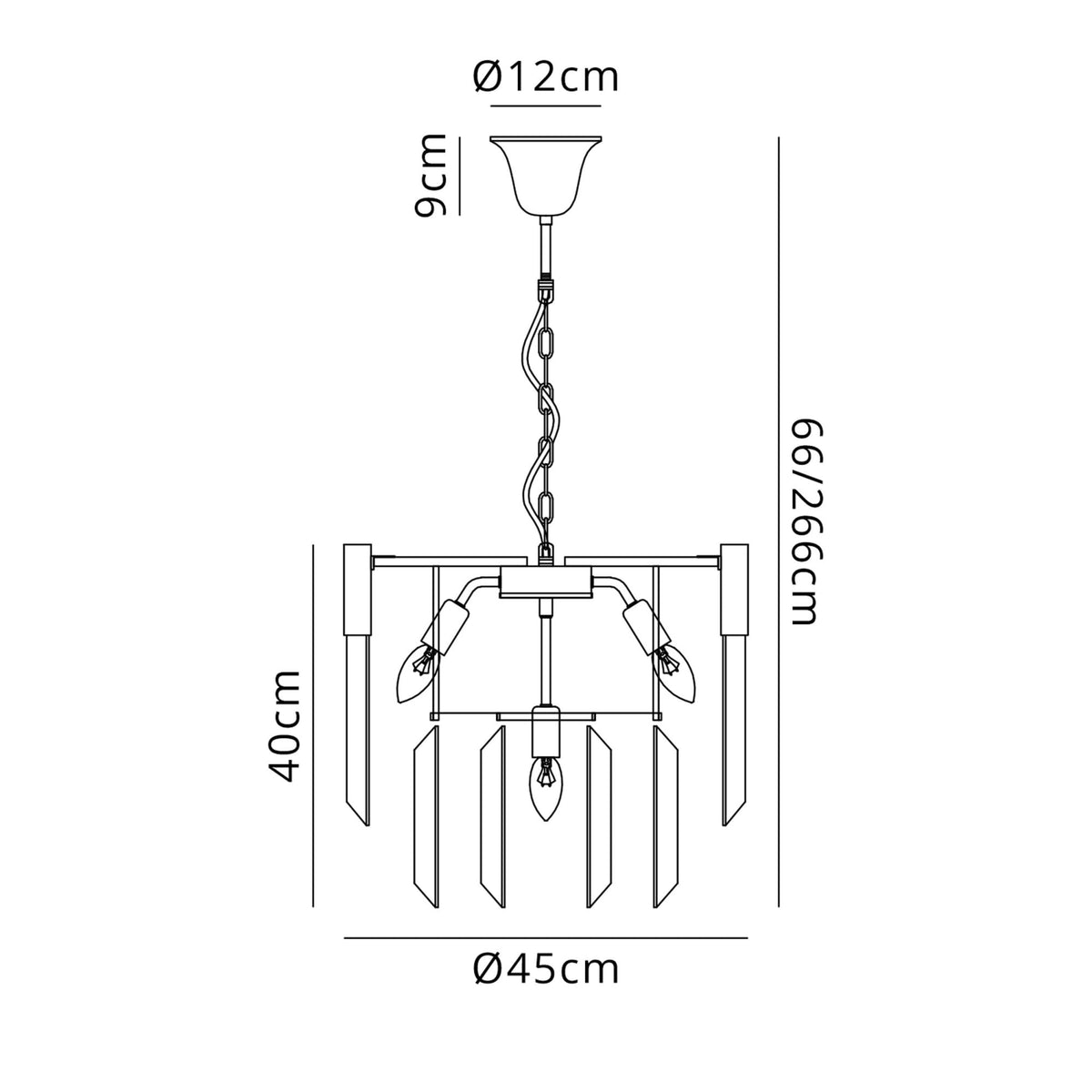 Kentisbeare 450mm Pendant Chandelier in Polished Nickel & Smoked Glass