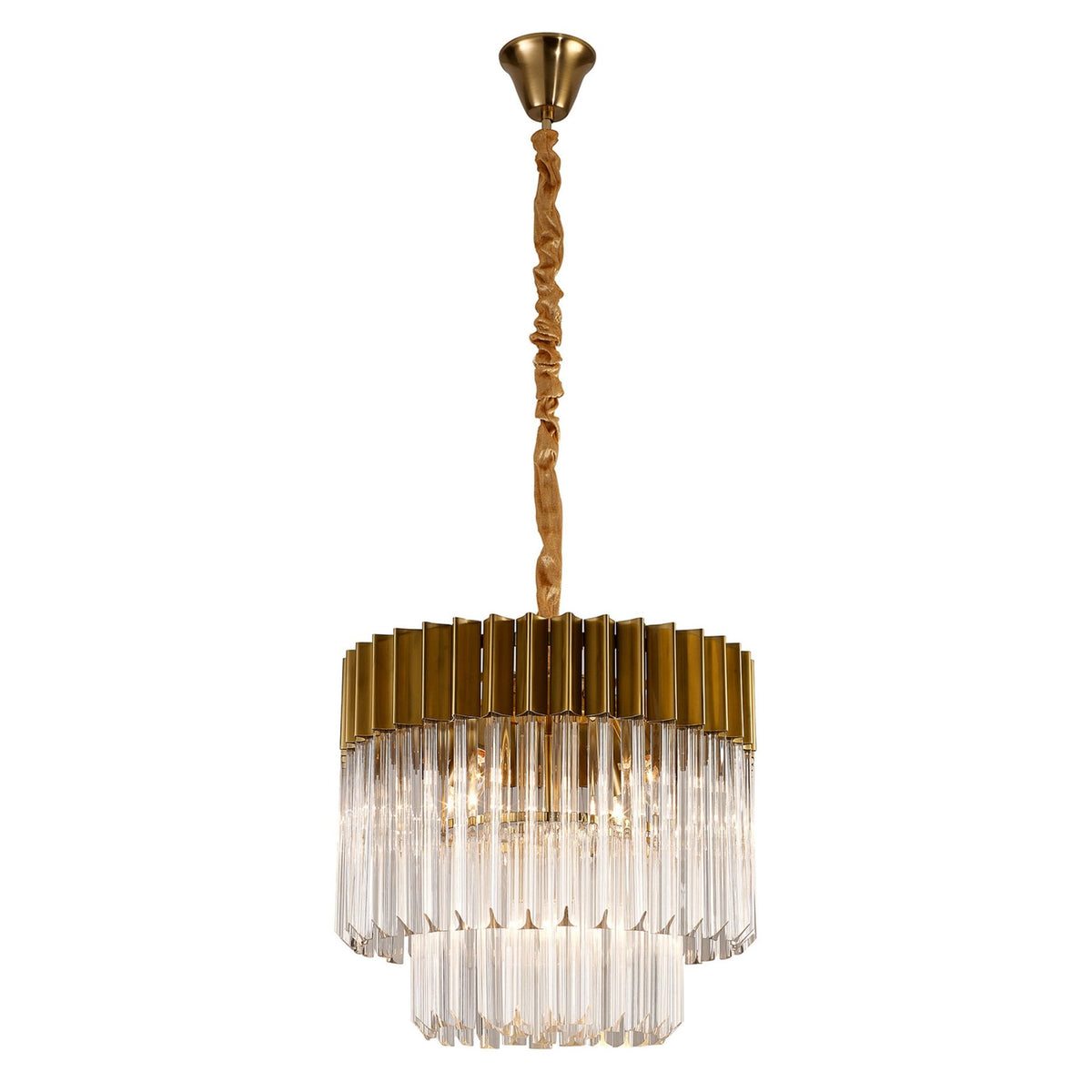 Kentisbeare 450mm Pendant Chandelier in Brass & Clear Glass