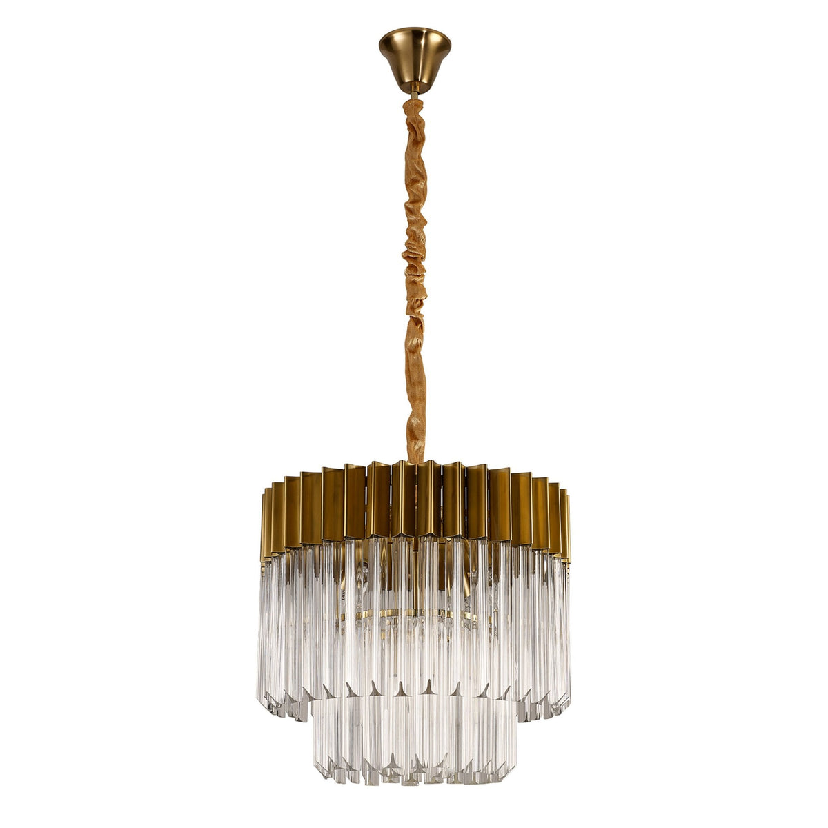Kentisbeare 450mm Pendant Chandelier in Brass & Clear Glass