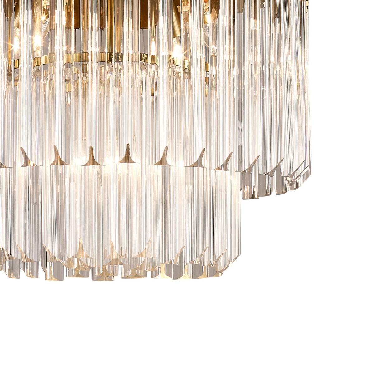Kentisbeare 450mm Pendant Chandelier in Brass & Clear Glass