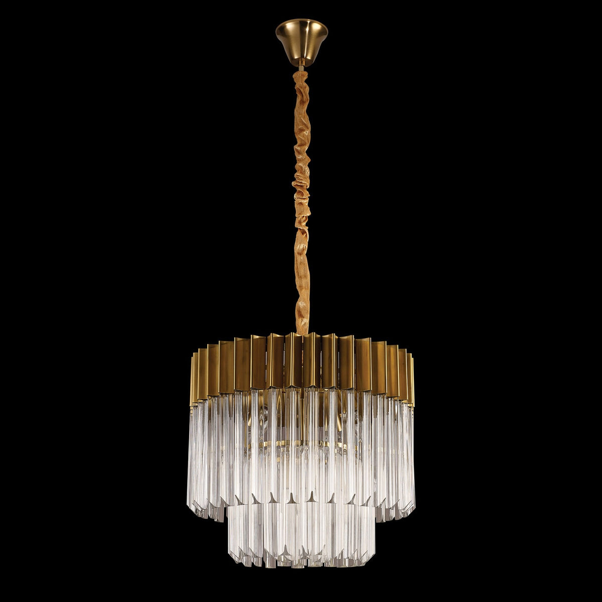 Kentisbeare 450mm Pendant Chandelier in Brass & Clear Glass